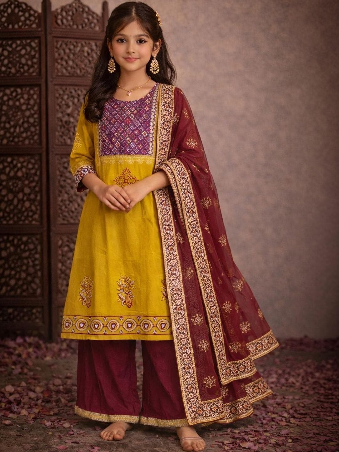 Sangria Printed Round Neck Kurtas