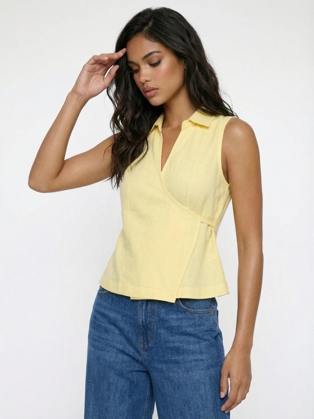 glitchez Shirt Collar Wrap Top