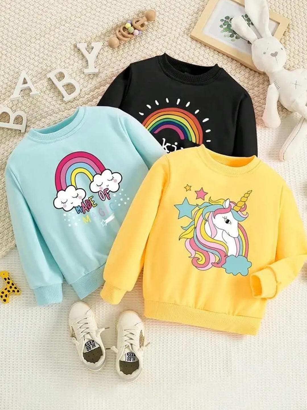 KEESOR Girls Pack of 3 Printed Cotton Tshirts