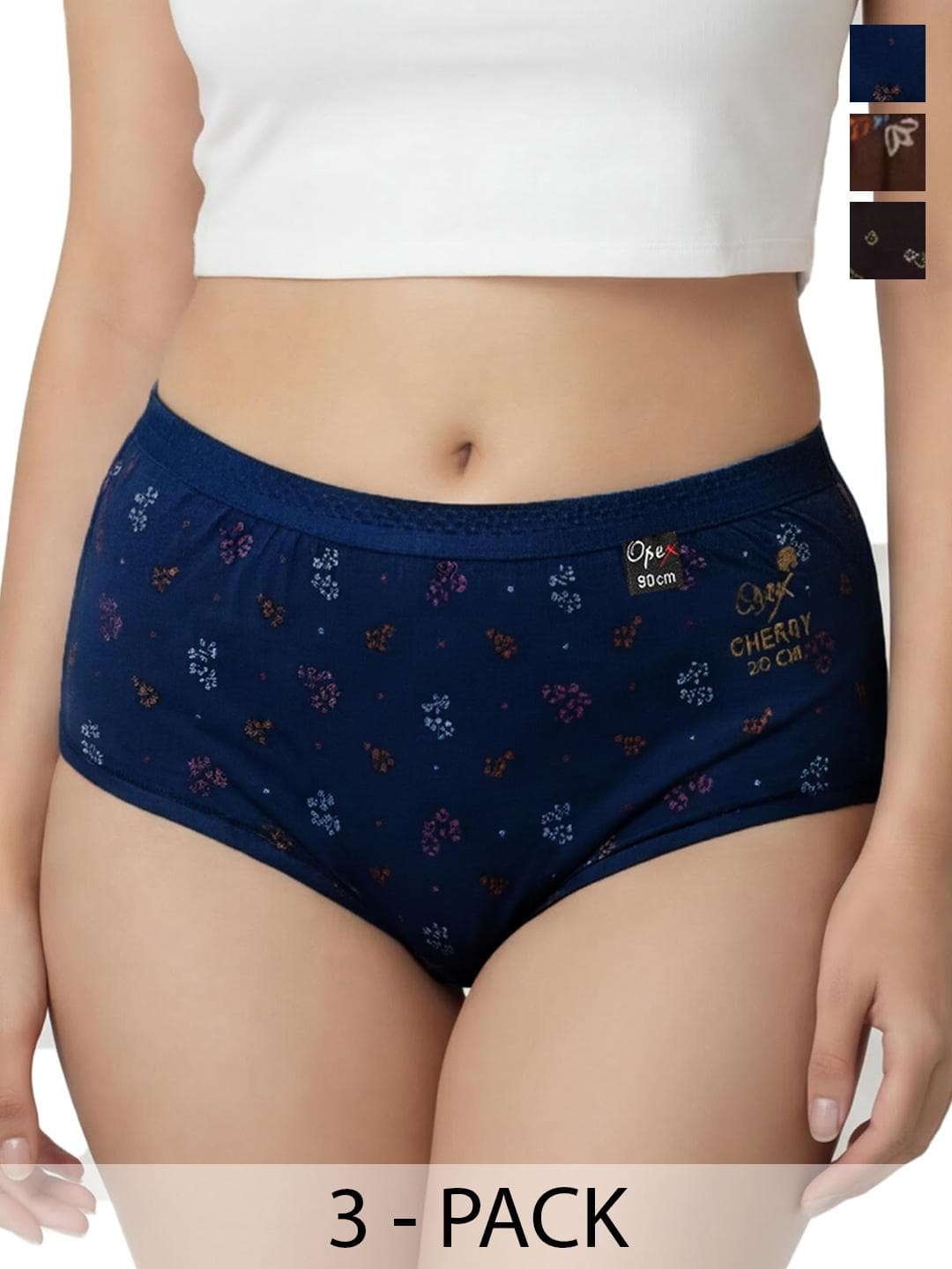 Buy OPEX Women Pack Of 3 Printed Assorted Cotton Basic Briefs - - Apparel for Women