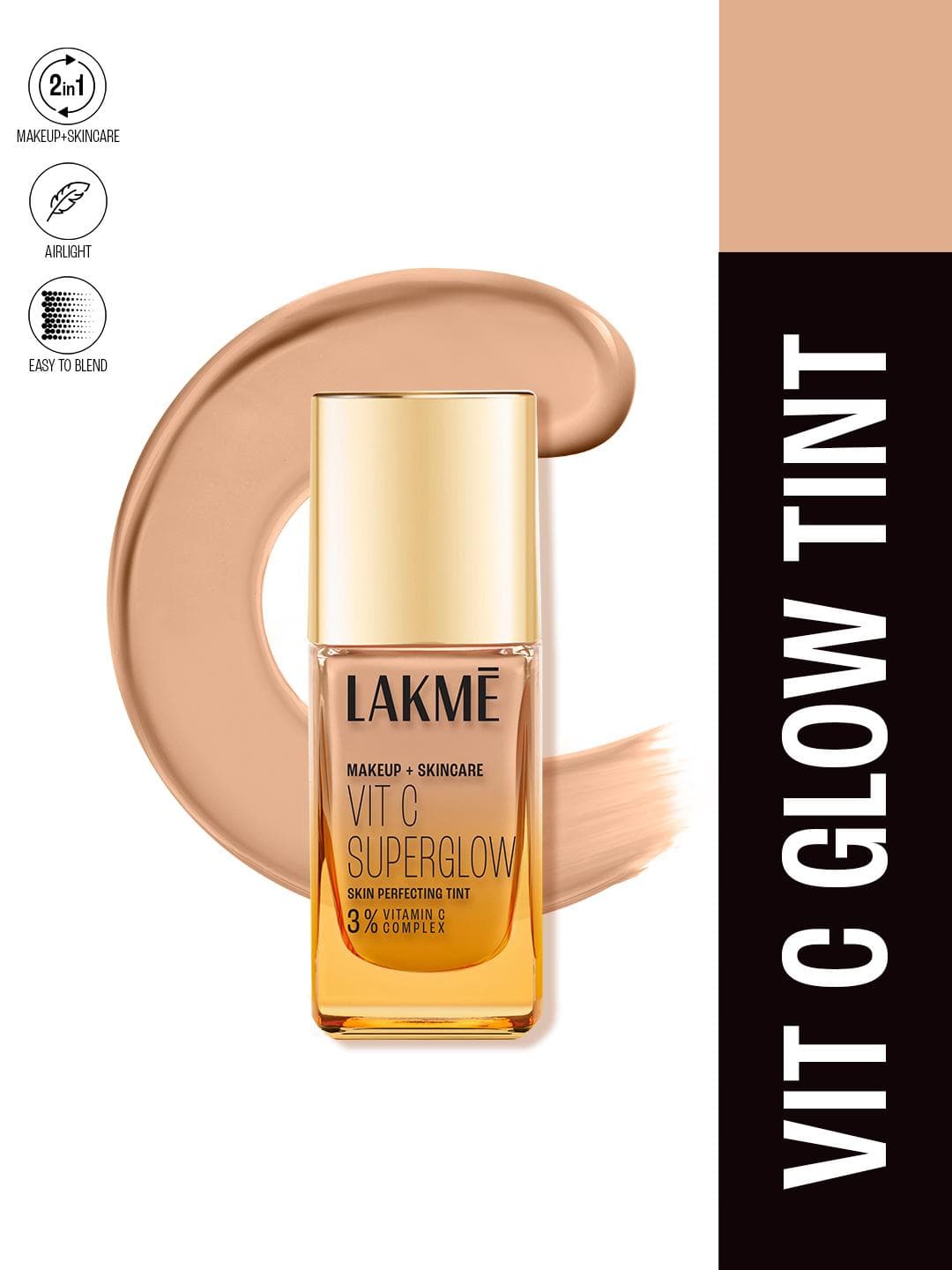 Buy Lakme Makeup + Skincare 3% Vit C Superglow Skin Perfecting Tint 25ml Neutral Nude N200 - - Personal Care for Women