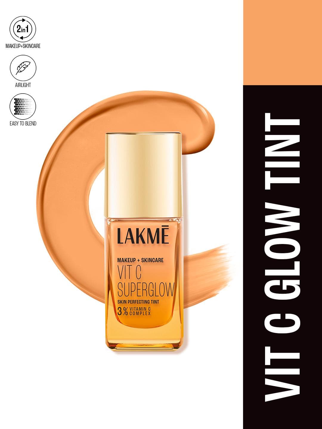 Buy Lakme Makeup + Skincare 3% Vit C Superglow Skin Perfecting Tint 25ml Warm Natural W180 - - Personal Care for Women