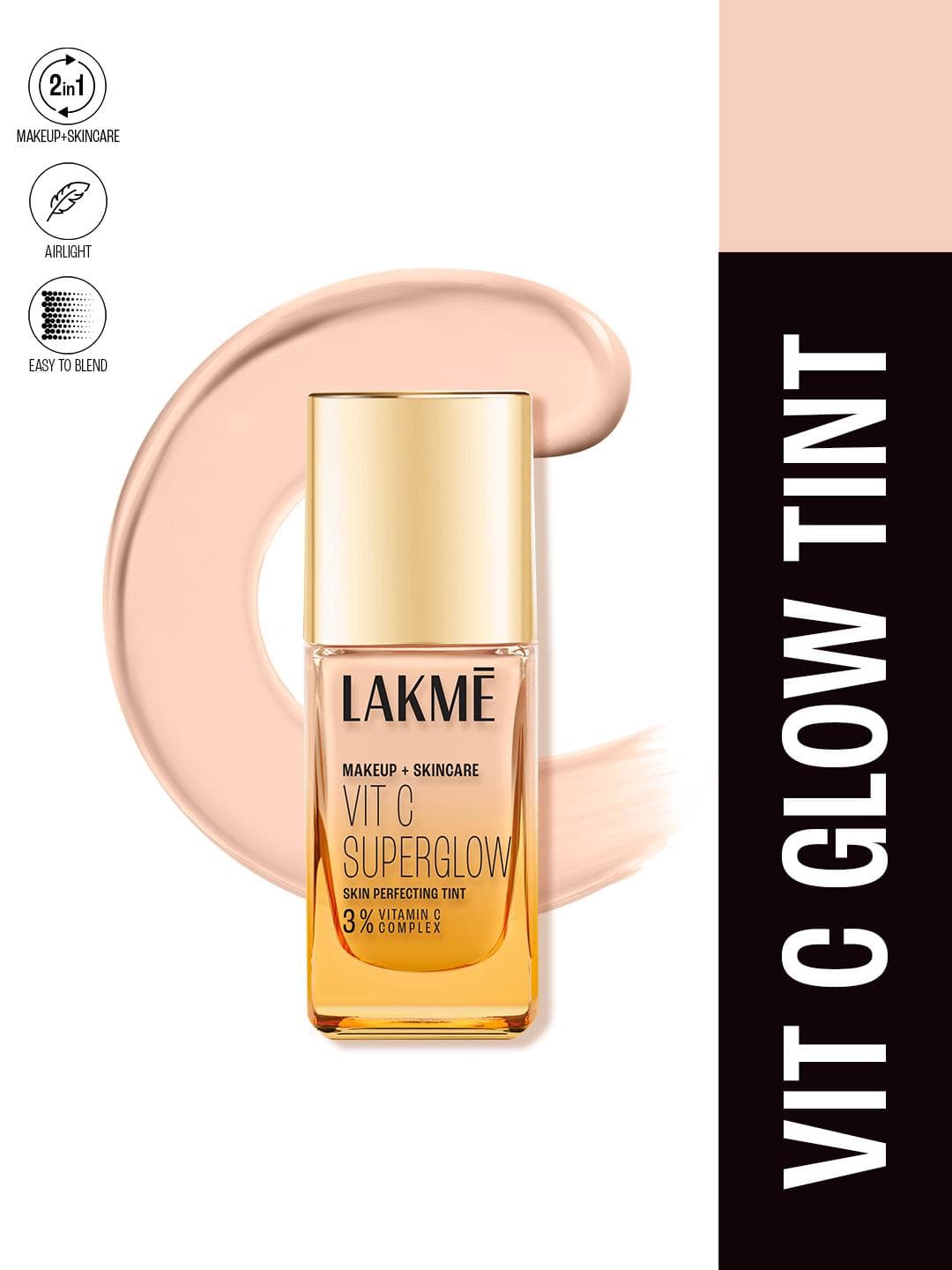 Buy Lakme Makeup + Skincare 3% Vit C Superglow Skin Perfecting Tint 25ml Cool Ivory C100 - - Personal Care for Women