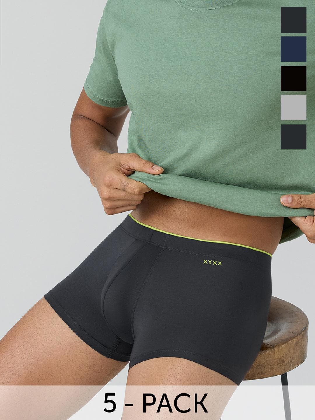 Buy XYXX Men Pack Of 5 Uno IntelliSoft Ultra Soft Antimicrobial Modal Trunks XYTRNK5PCKN209 - - Apparel for Men
