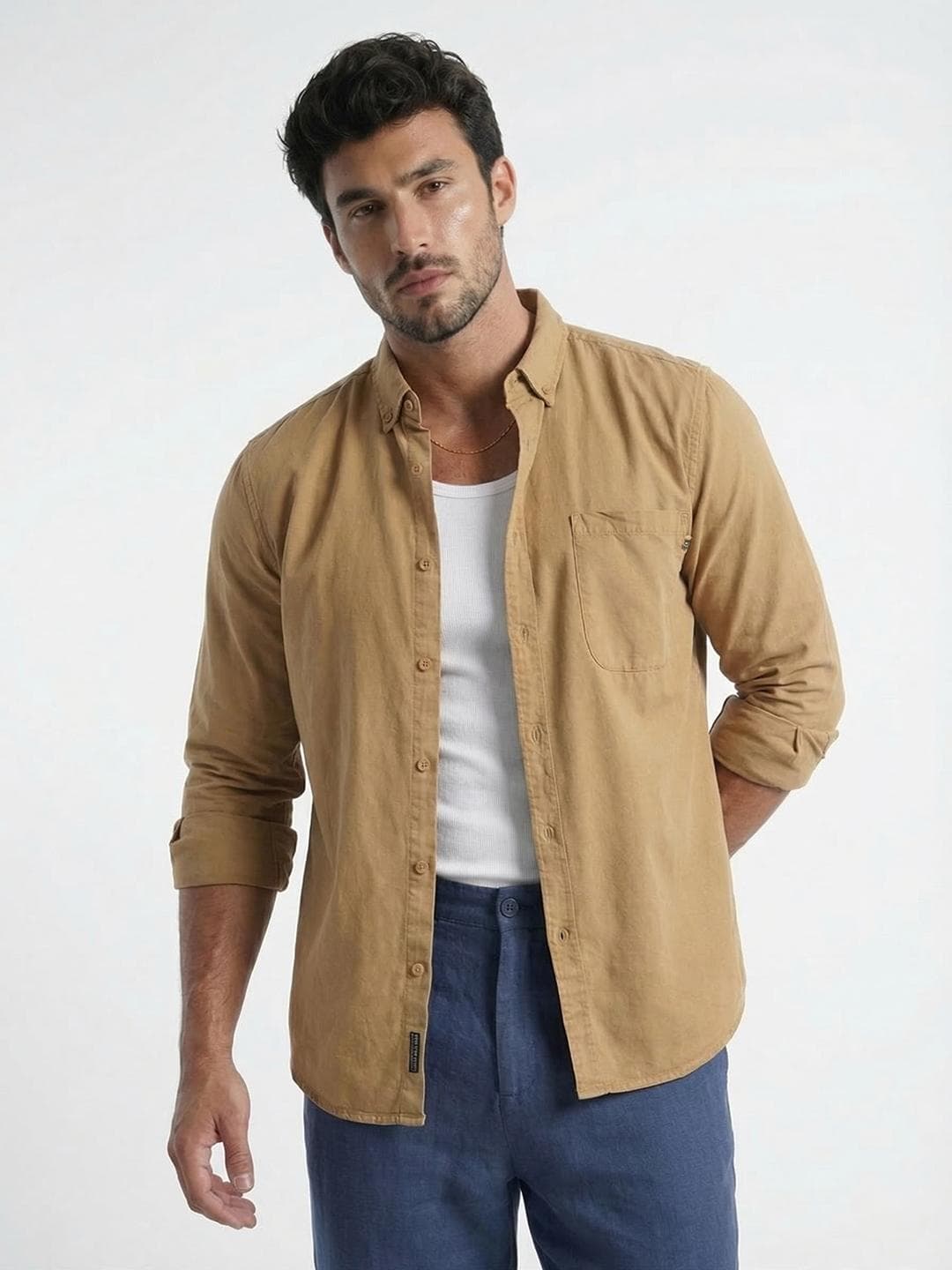 glitchez Overdyed Button-Down Collar Casual Shirt