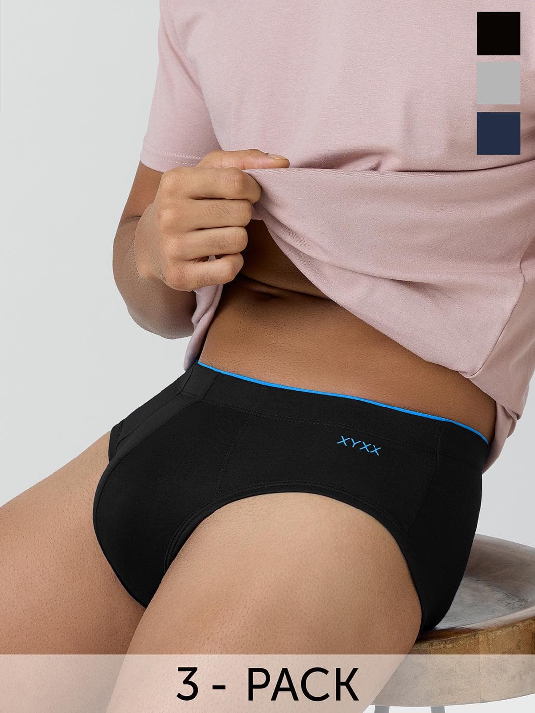 Buy XYXX Men Solid Pack Of 3 Uno IntelliSoft Micro Modal Brief XYBRF3PCKN491 - - Apparel for Men