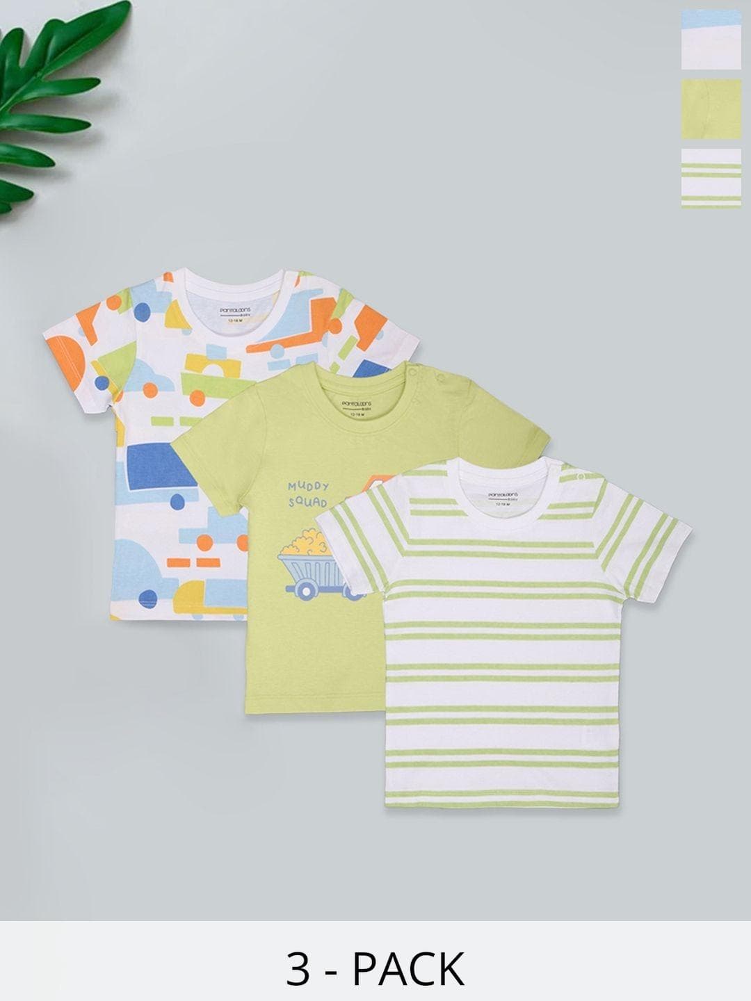 Pantaloons Baby Boys Pack of 3 Graphic Printed Cotton T-shirt