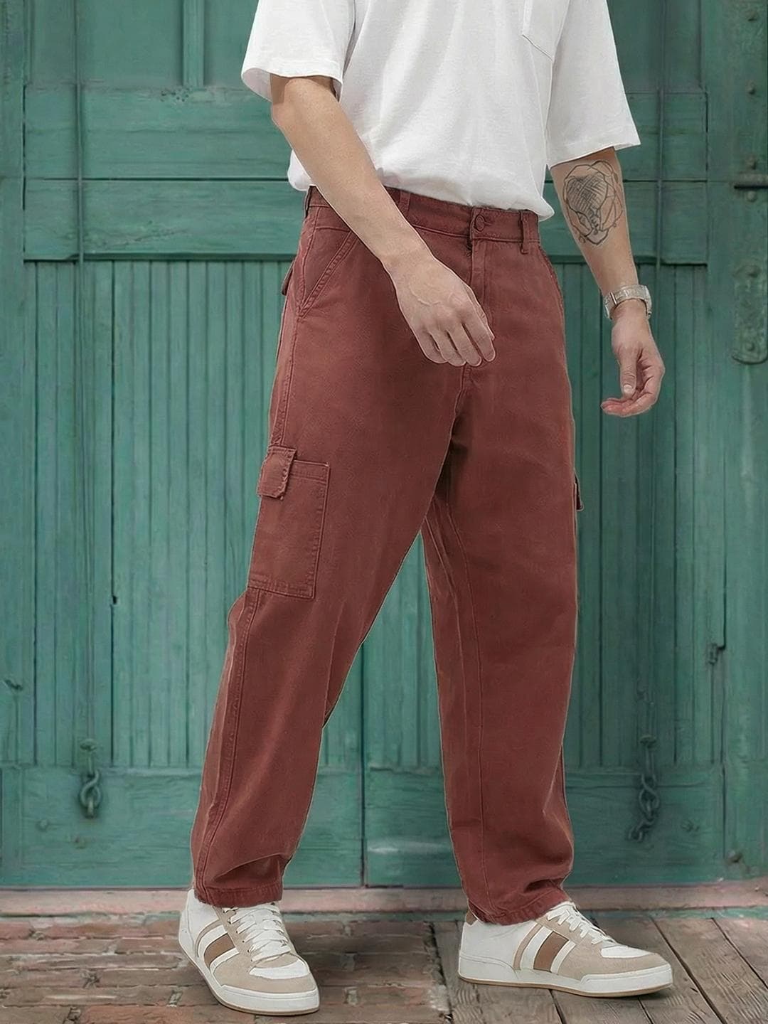The Roadster Life Co. Men Pure Cotton Cargo-style Joggers