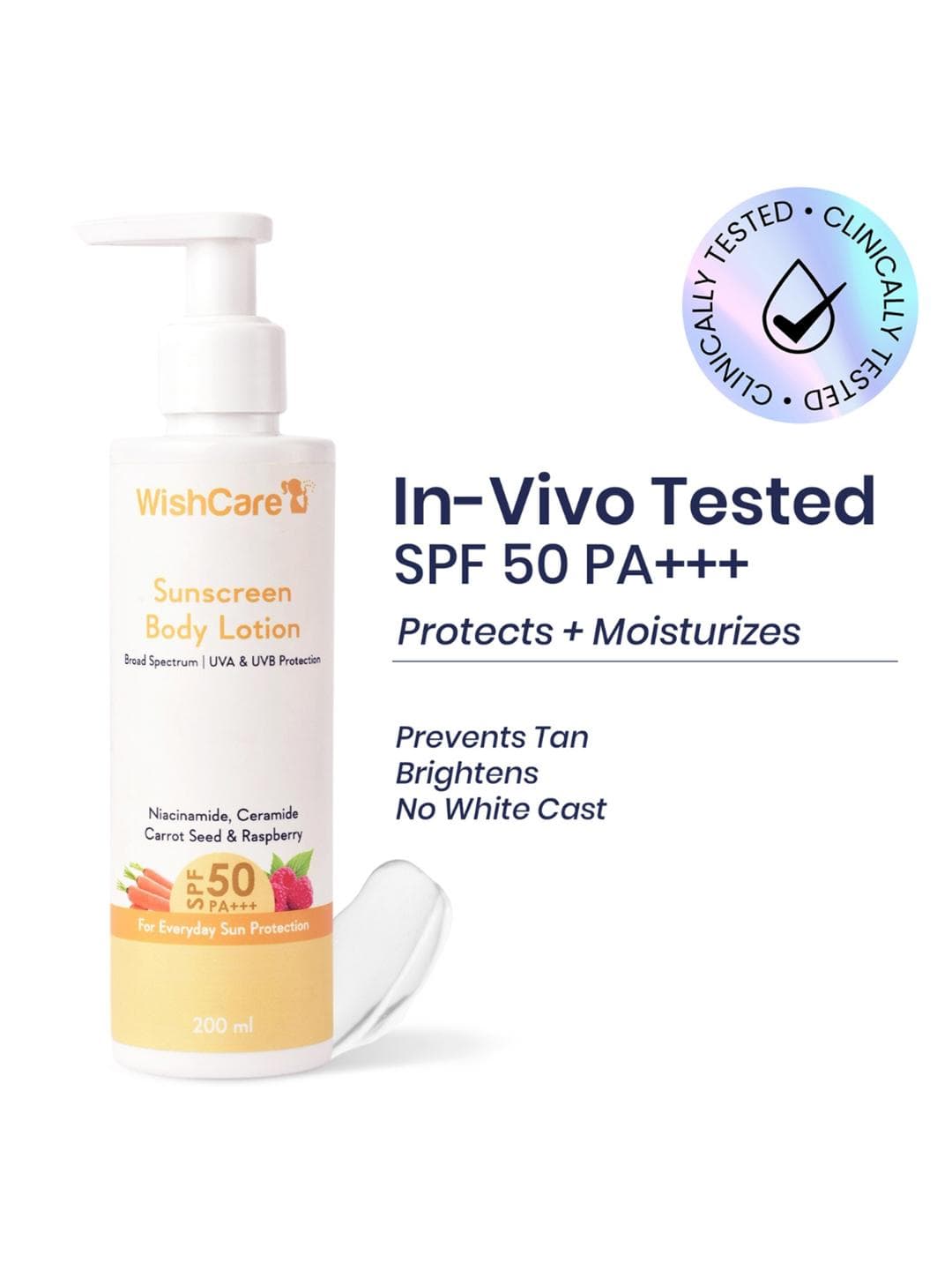 Buy WishCare Sunscreen Body Lotion SPF50 With Niacinamide In Vivo Tested 200 Ml - - Personal Care for Unisex