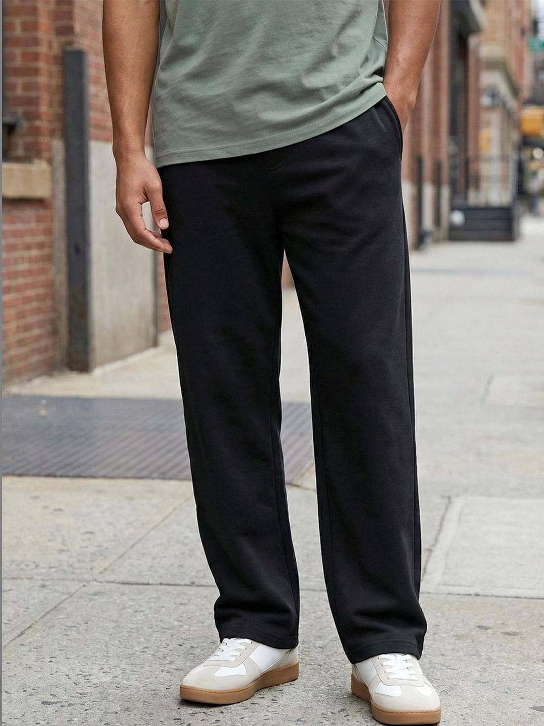 Bewakoof Men's Jet Black Straight Fit Track Pants