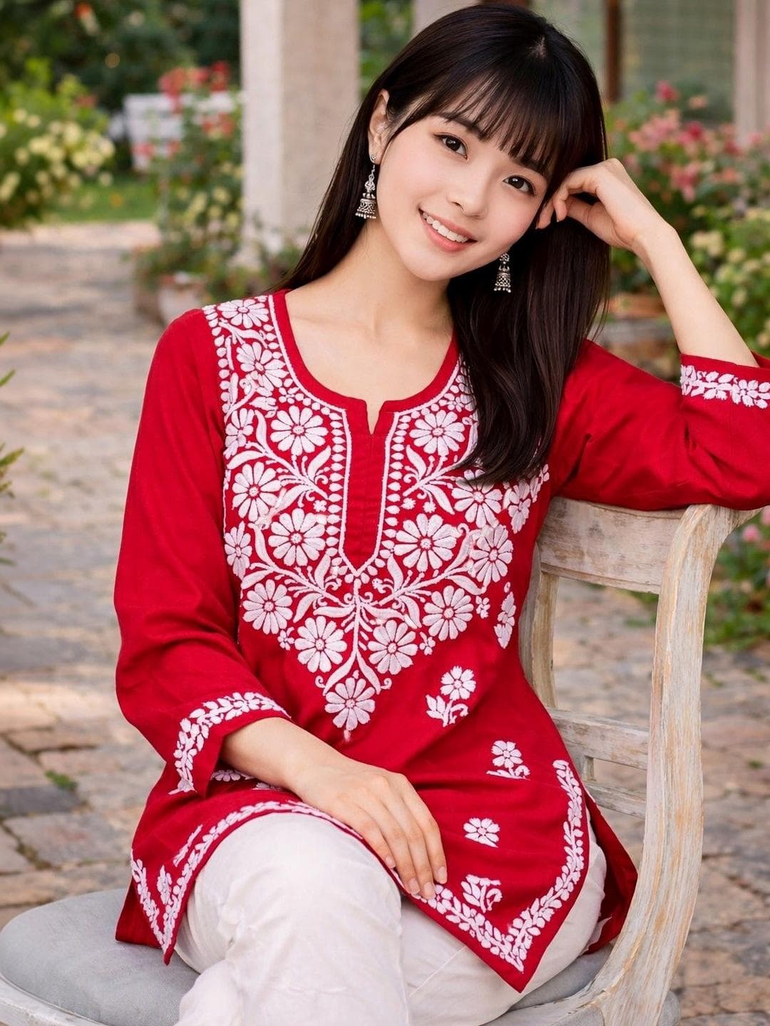 Sidhidata Ethnic Motifs Embroidered Chikankari Chikankari Kurti