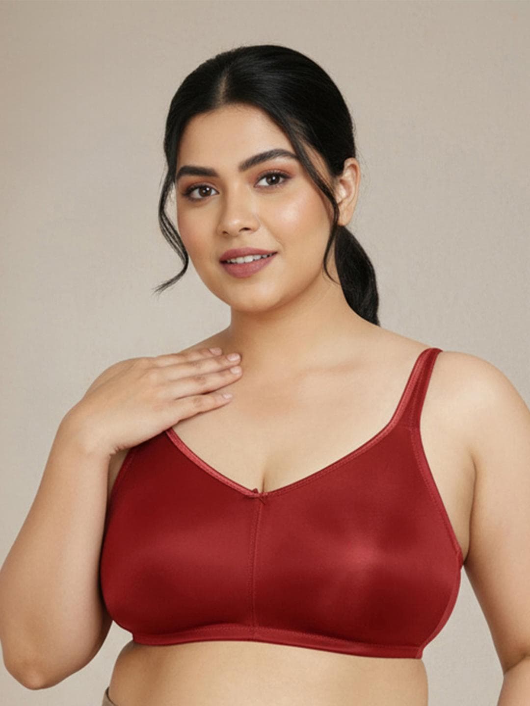 Zivame Red Solid Non-Wired Non Padded Minimizer Bra ZI0100J0QD00RED