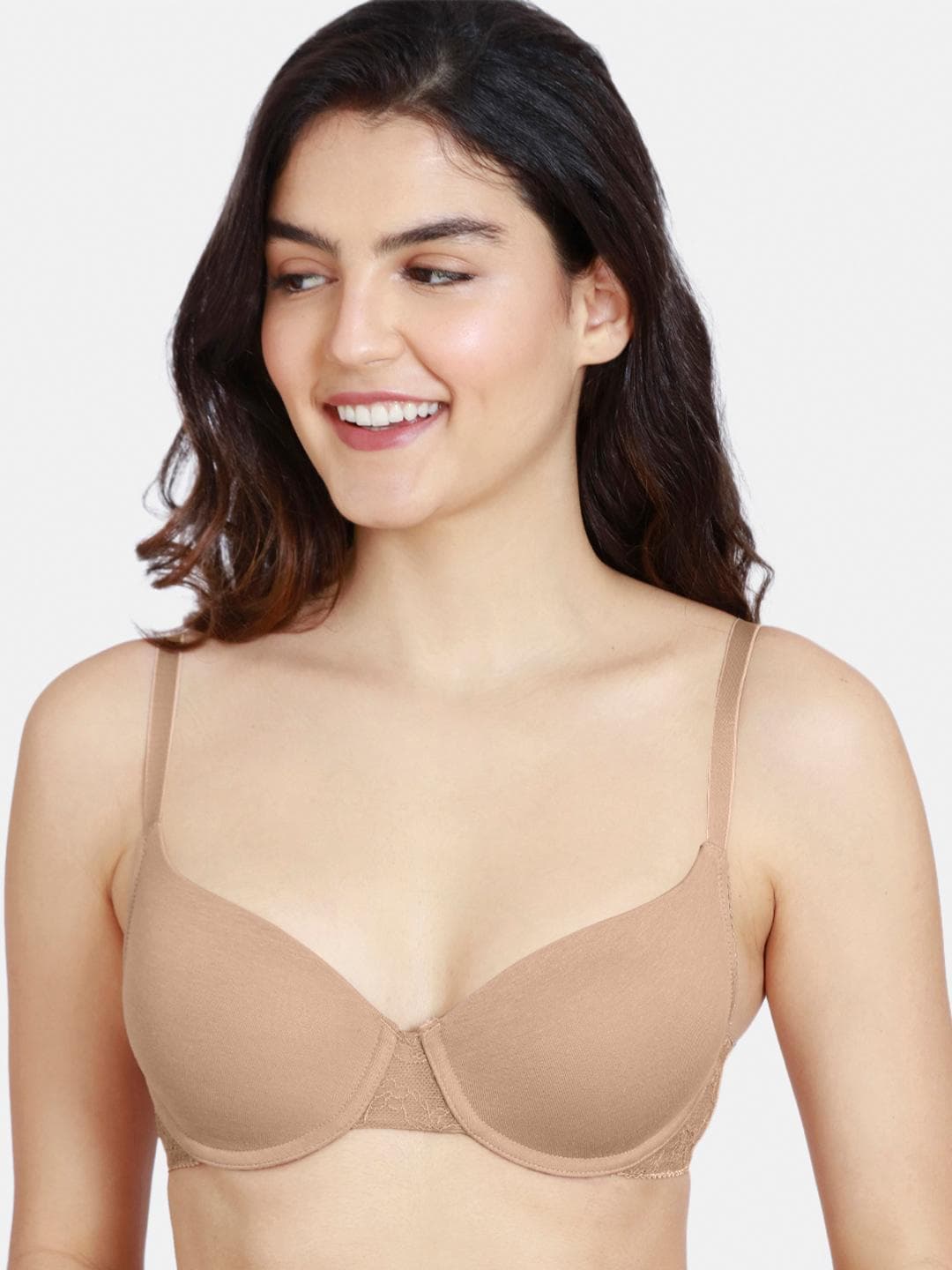 Buy Zivame Nude Coloured Solid Underwired Lightly Padded T Shirt Bra ZI1101CORE0 - - Apparel for Women