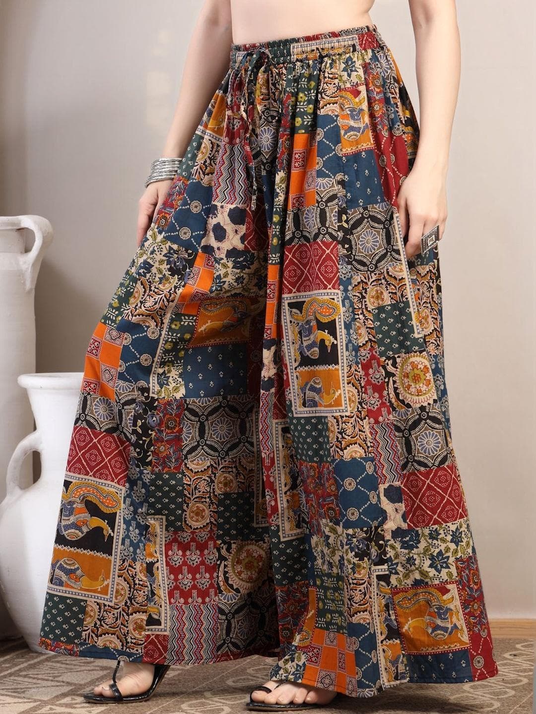 KALINI Women Printed Flared Ethnic Palazzos