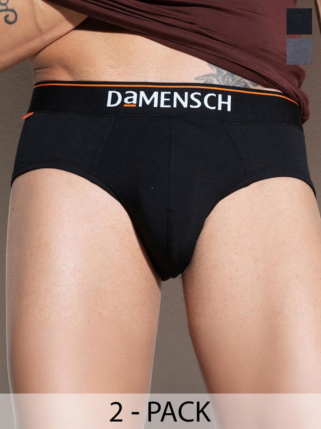 Buy DAMENSCH Men Pack Of 2 Anti Bacterial Solid Basic Briefs - - Apparel for Men