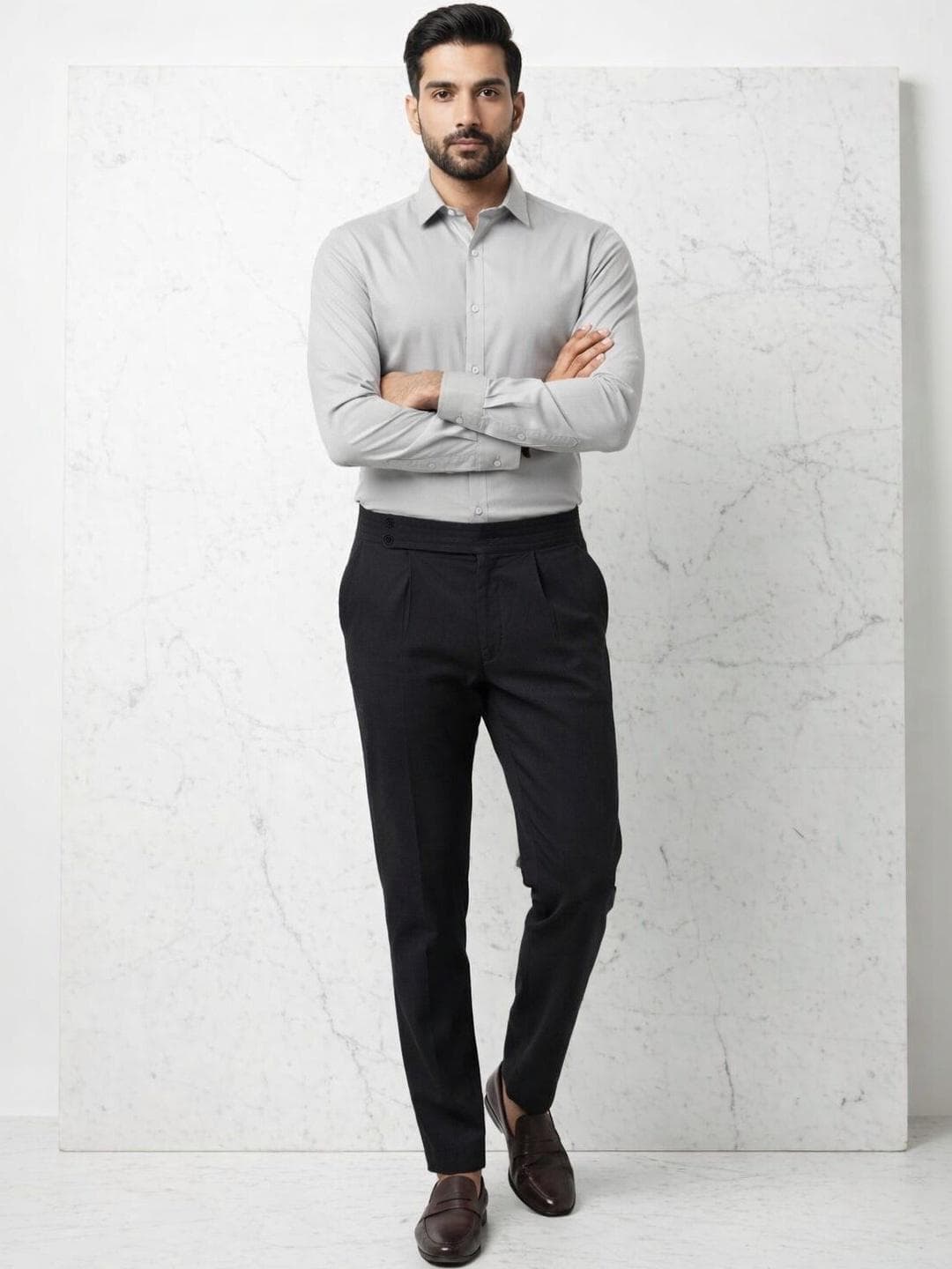 The Roadster Lifestyle Co Men Pure Cotton Slim Fit Pleated Formal Trousers