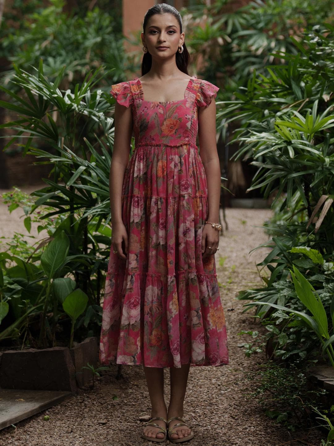 Buy Anayna Women Floral Printed Flared Midi Dress - - Apparel for Women
