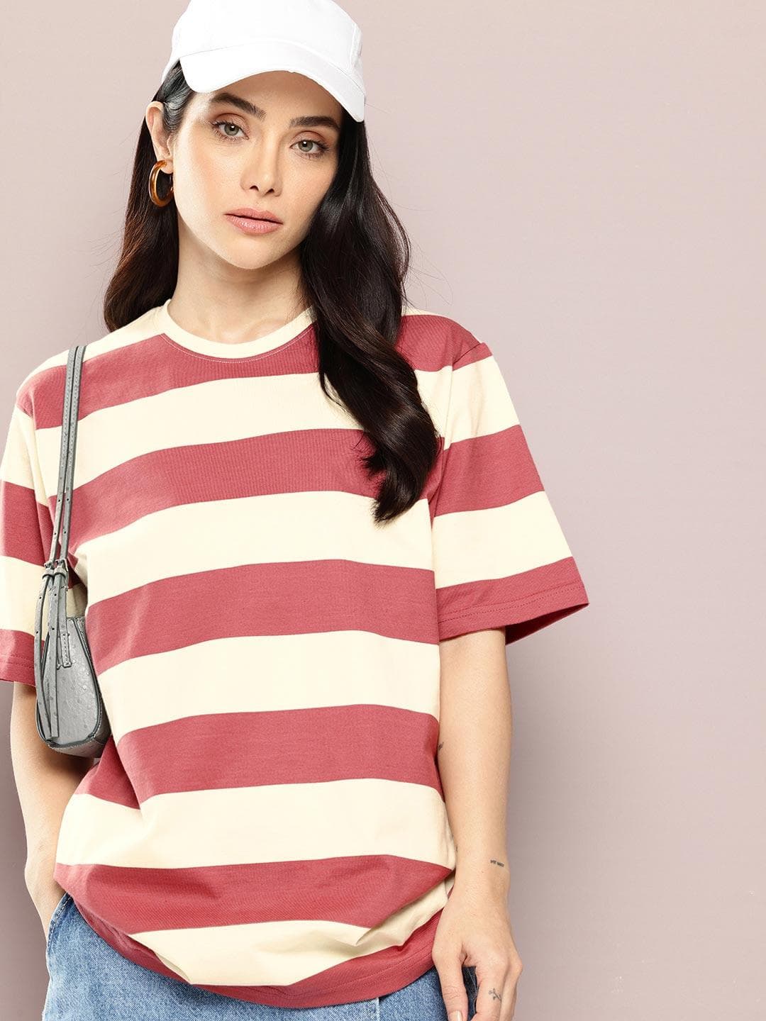 Dillinger Women Short Sleeve Oversized Yarn Dyed Tshirt