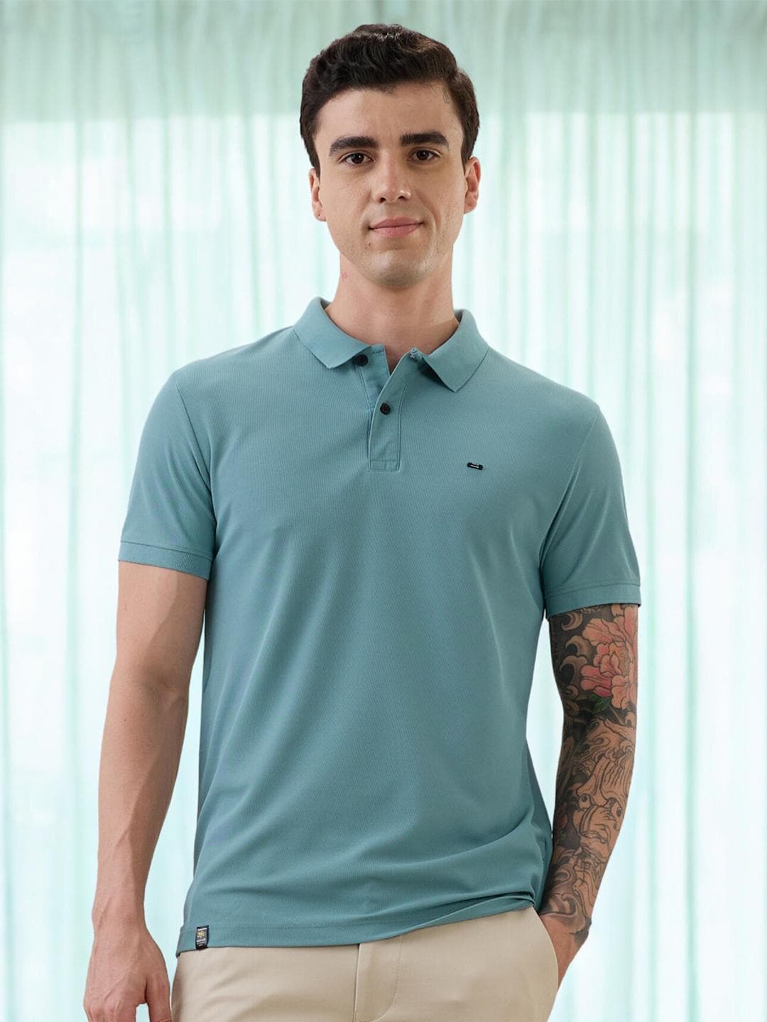 nostrum Men Solid Polo Collar Regular Fit Half Sleeve T-shirt