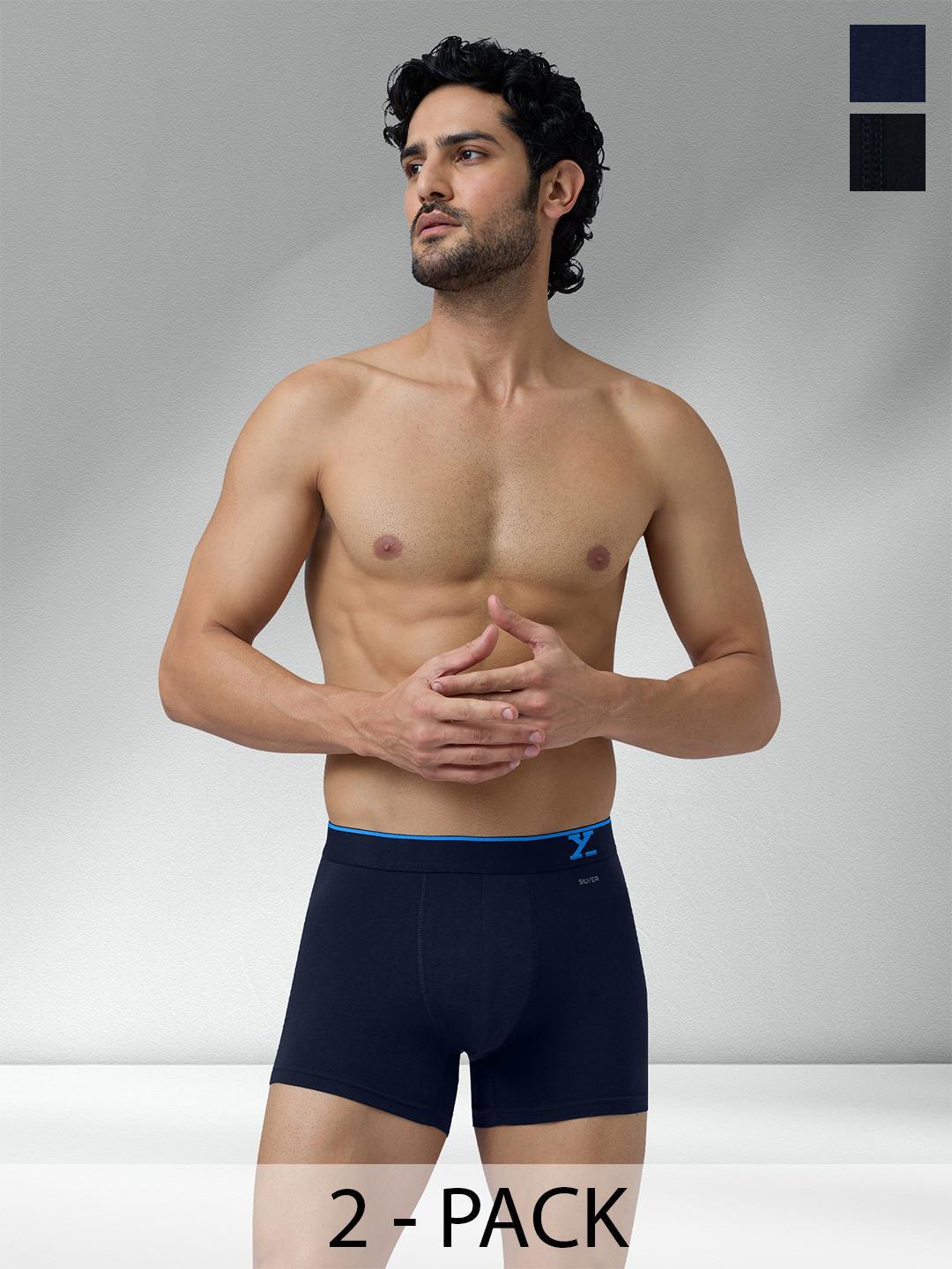Buy XYXX Men Pack Of 2 Traq Silver Cotton Trunk - - Apparel for Men