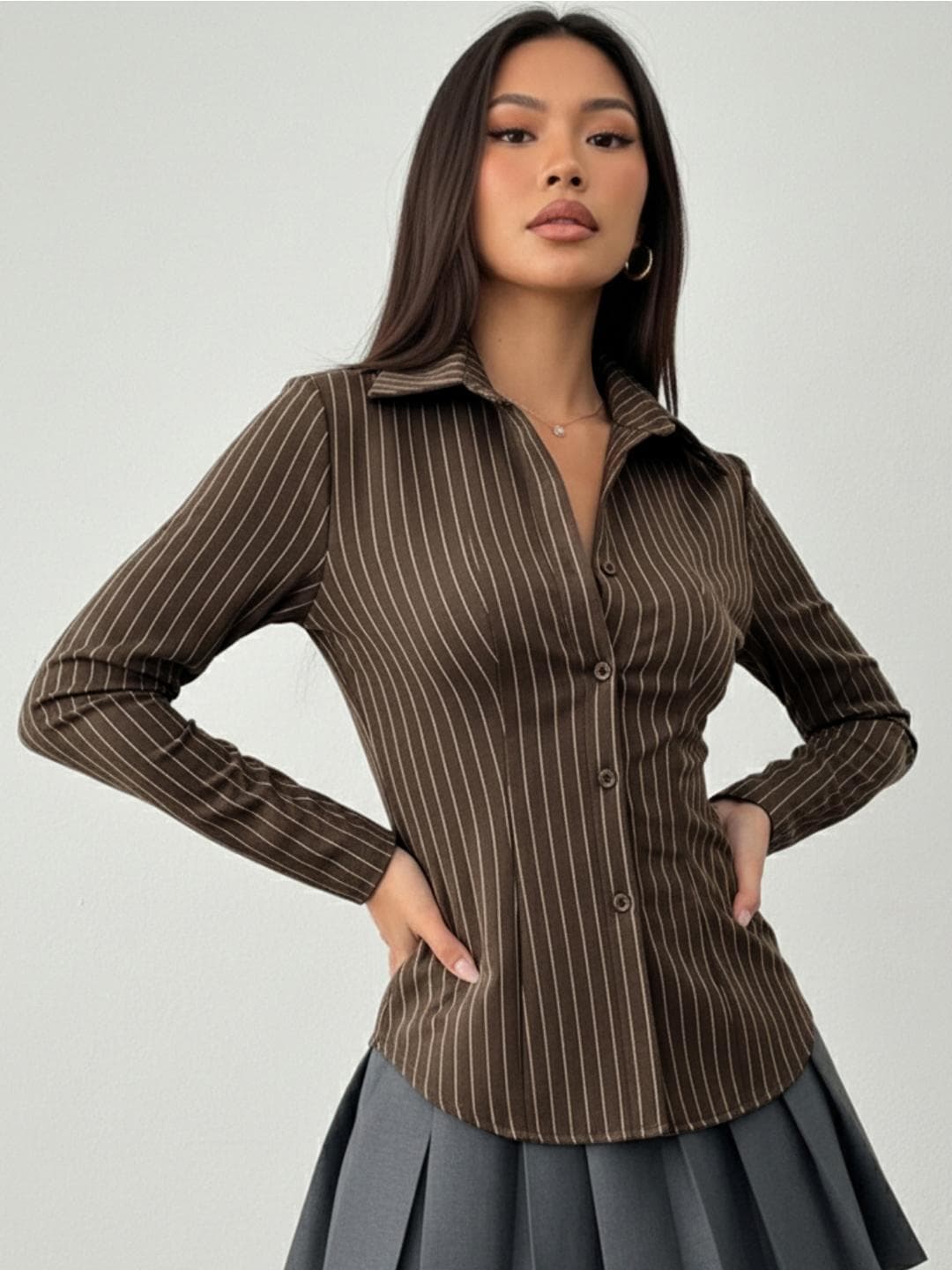 CORSICA Women Slim Fit Striped Casual Shirt