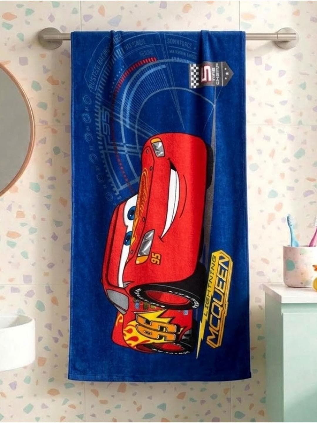 Buy Disney Car Athom Trendz Cotton 350GSM Super Absorbent Kids Regular Bath Towel 19x9In - - Home for Unisex Kids
