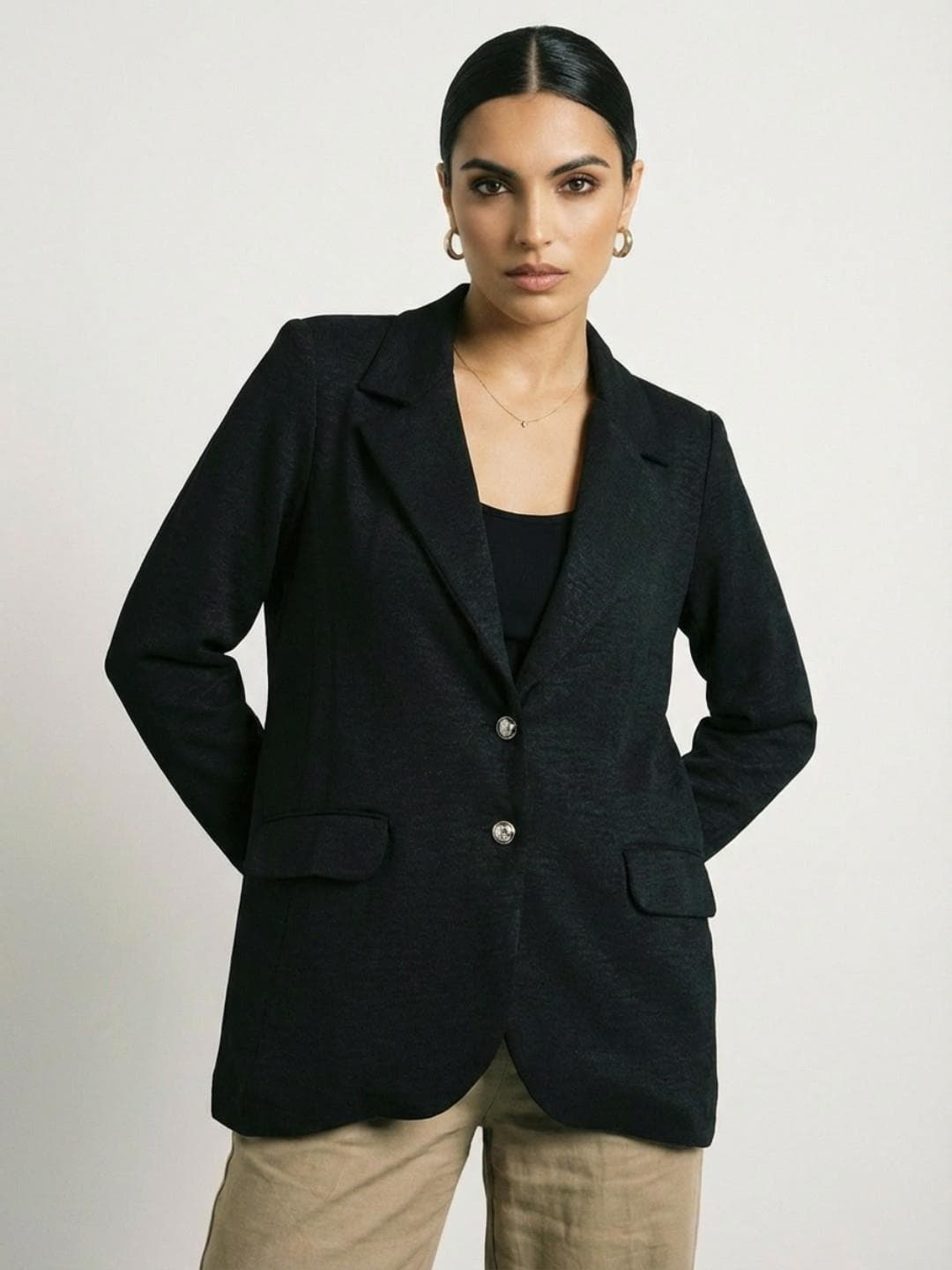 Phosphorus Notched Lapel Collar Relaxed Fit Single-Breasted Smart casual Blazer