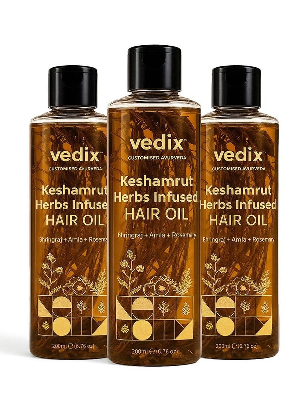 VEDIX Set Of 3 Keshamrut Herbs Hair Oil - 200 ml Each