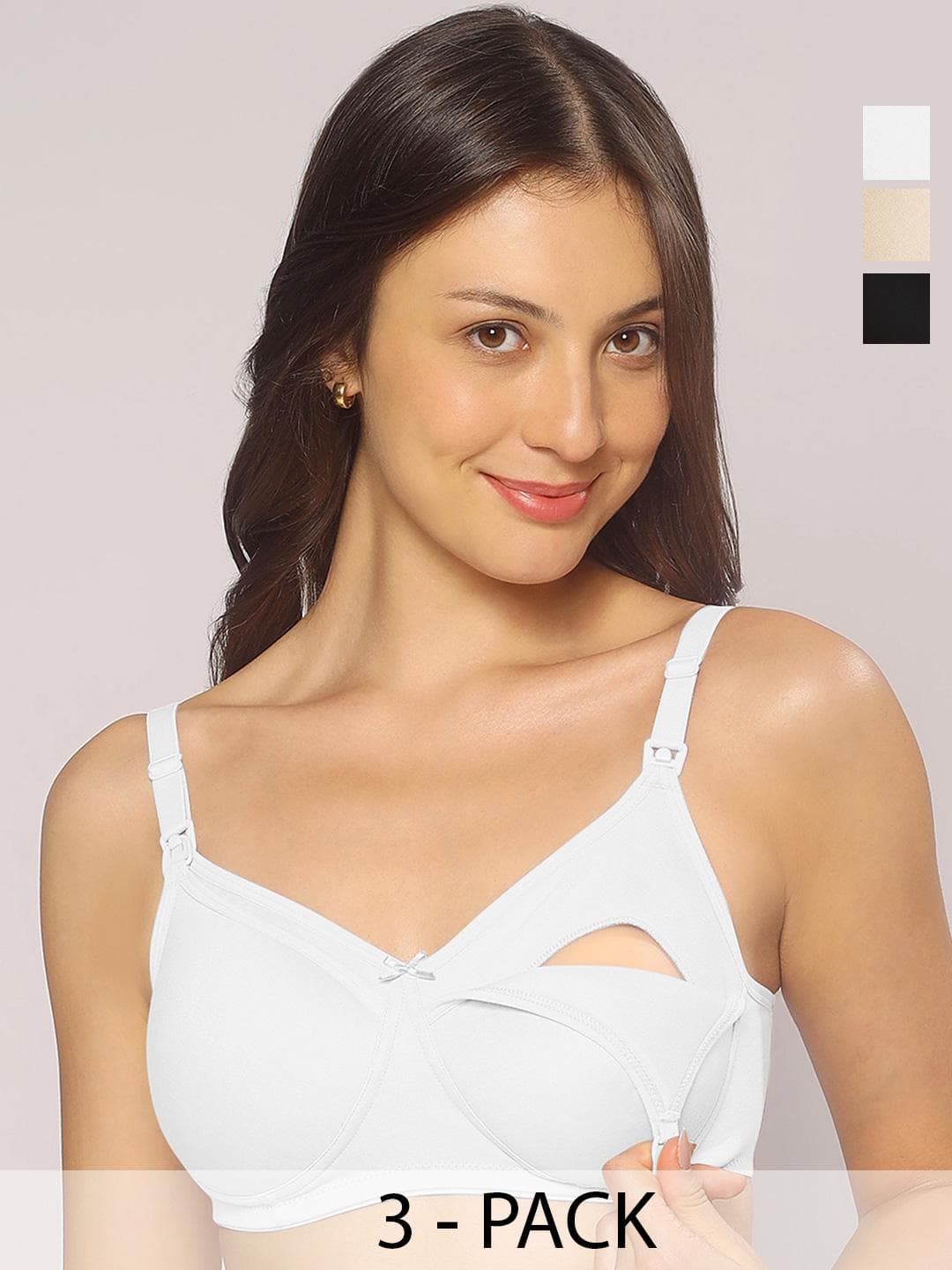 Buy MomToBe Pack Of 3 Solid Non Wired Non Padded Nursing Maternity Cotton Bras 5502reblkwhtbgfb 30 - - Apparel for Women