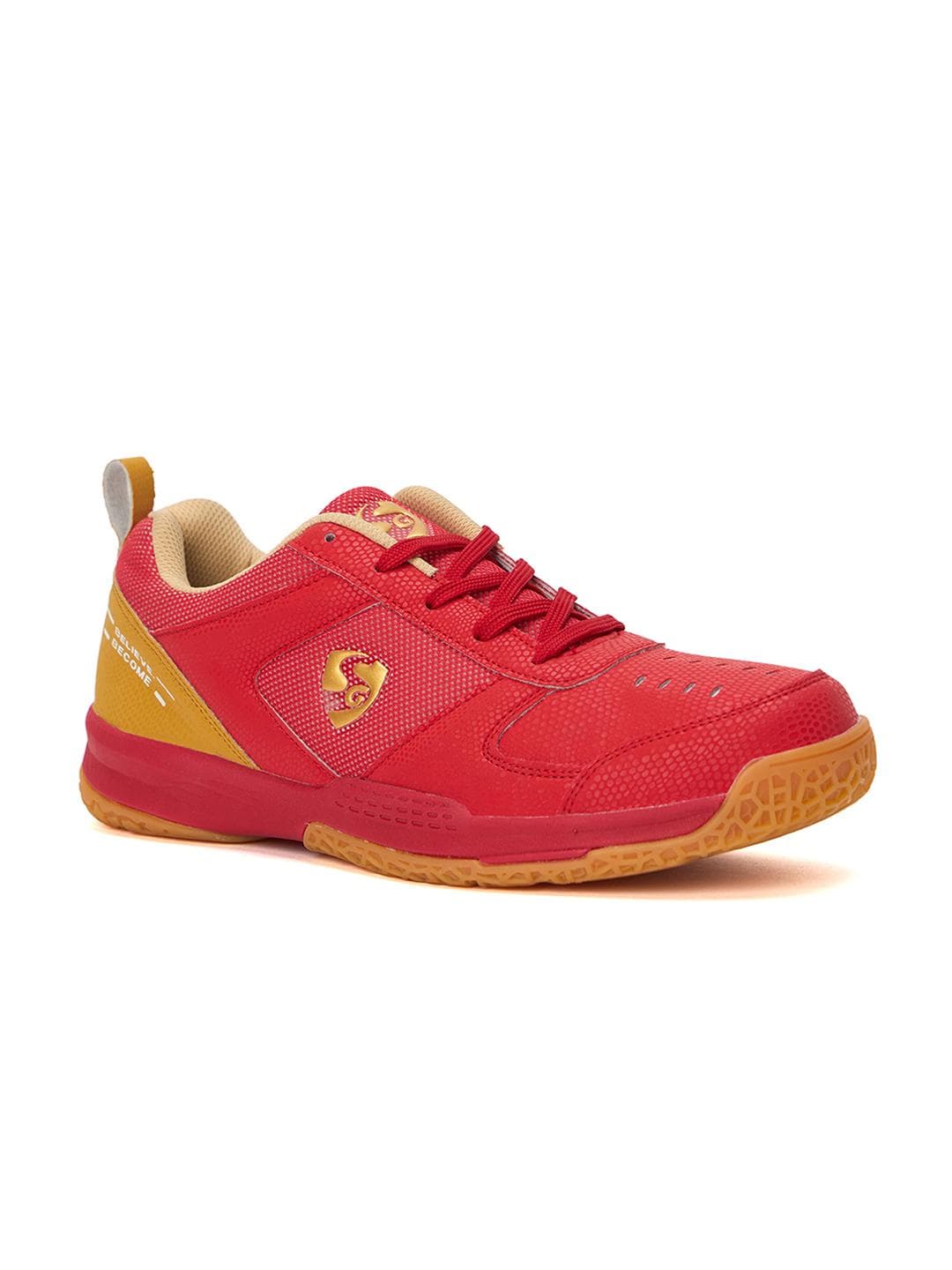 SG Court Pro Shoes Red-Gold best for Badminton, Pickleball & Tennis Shoes