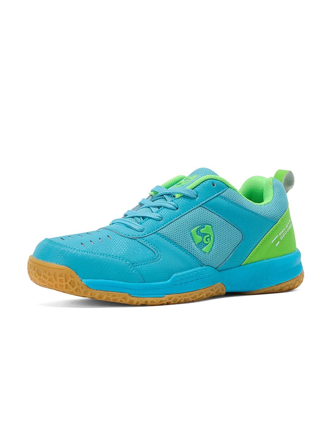 SG Court Pro Shoes Aqua-Lime Green best for Badminton, Pickleball & Tennis Shoes