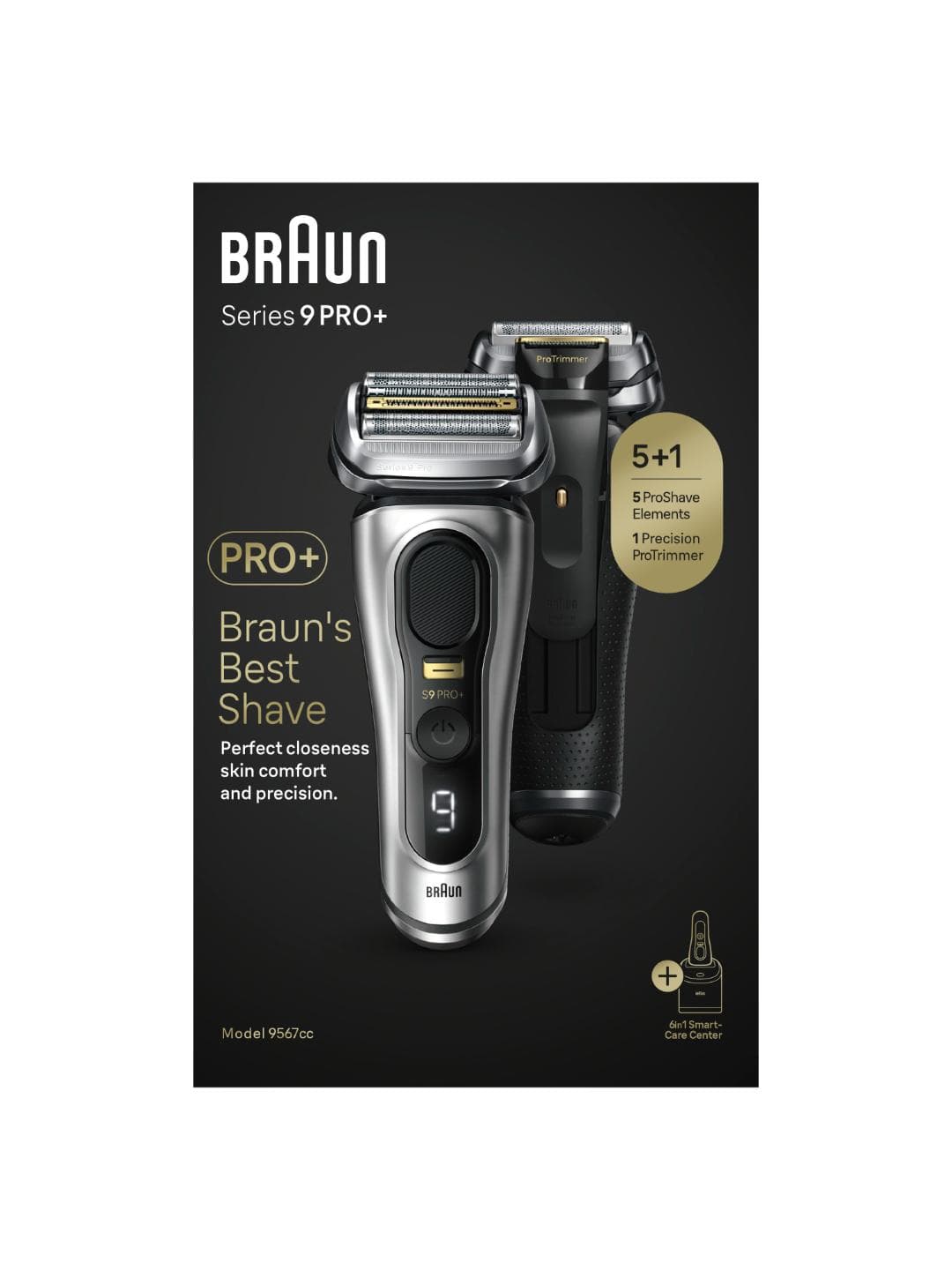 Braun Series 9 Pro 9467CC Wet & Dry Shaver with Leather Travel Case - Silver-Toned