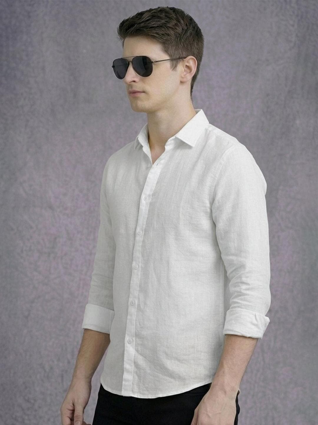 MOHICANS Men Relaxed White Cotton Linen Casual Shirt