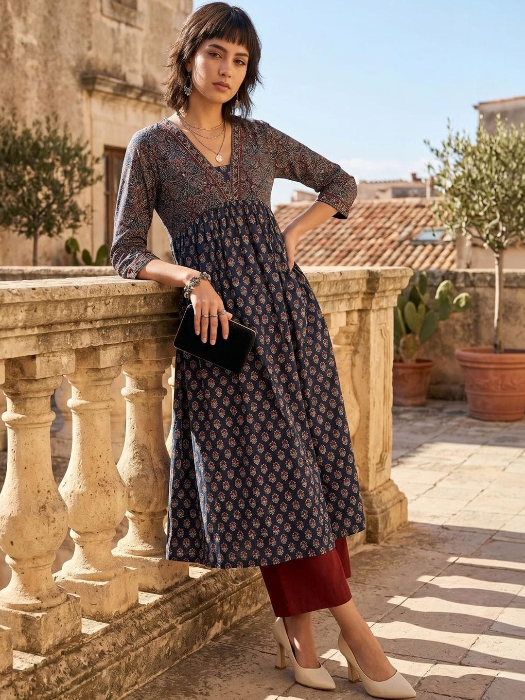 AADVIKA Women Bandhani Printed Anarkali Kurta