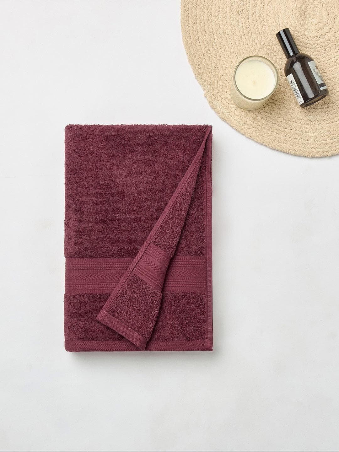 Himeya Red Solid Cotton 500GSM Super Soft Adult Regular Bath Towel-55x28In
