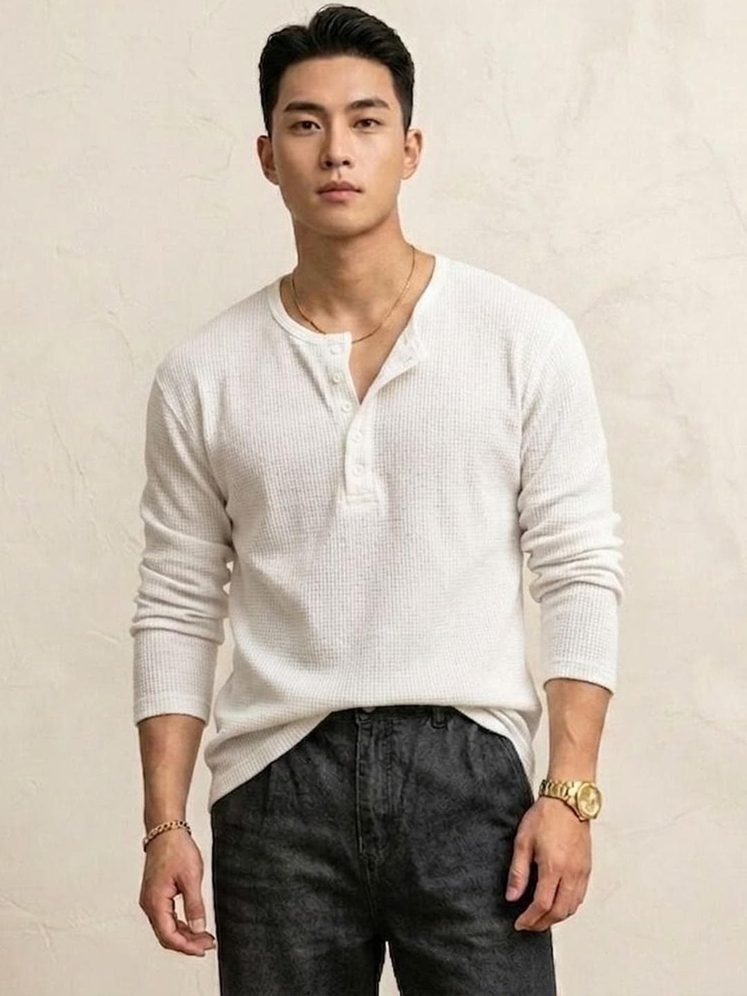Imsa Moda Men Henley Neck T-shirt