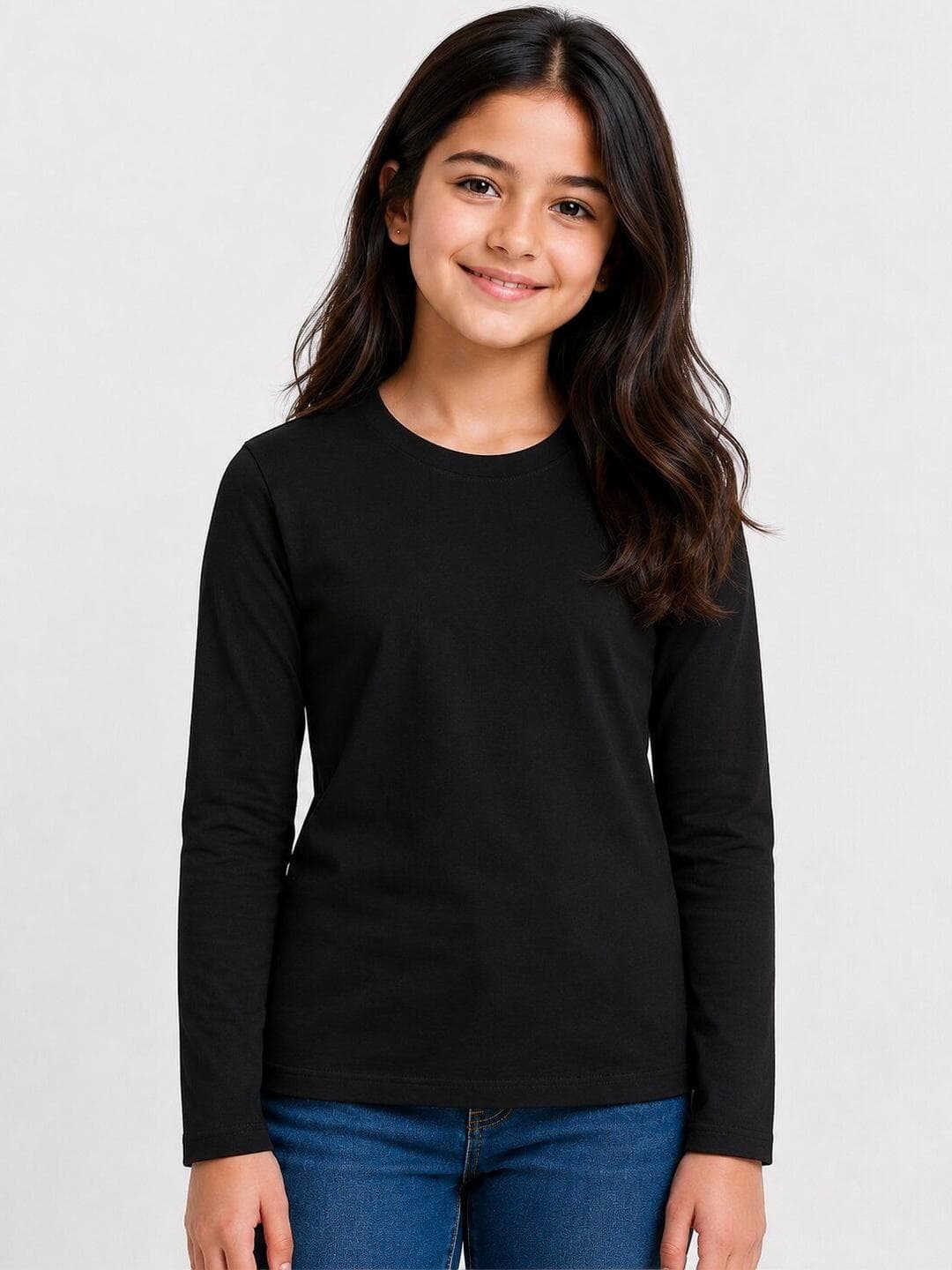 DYCA Girls Black V-Neck T-shirt