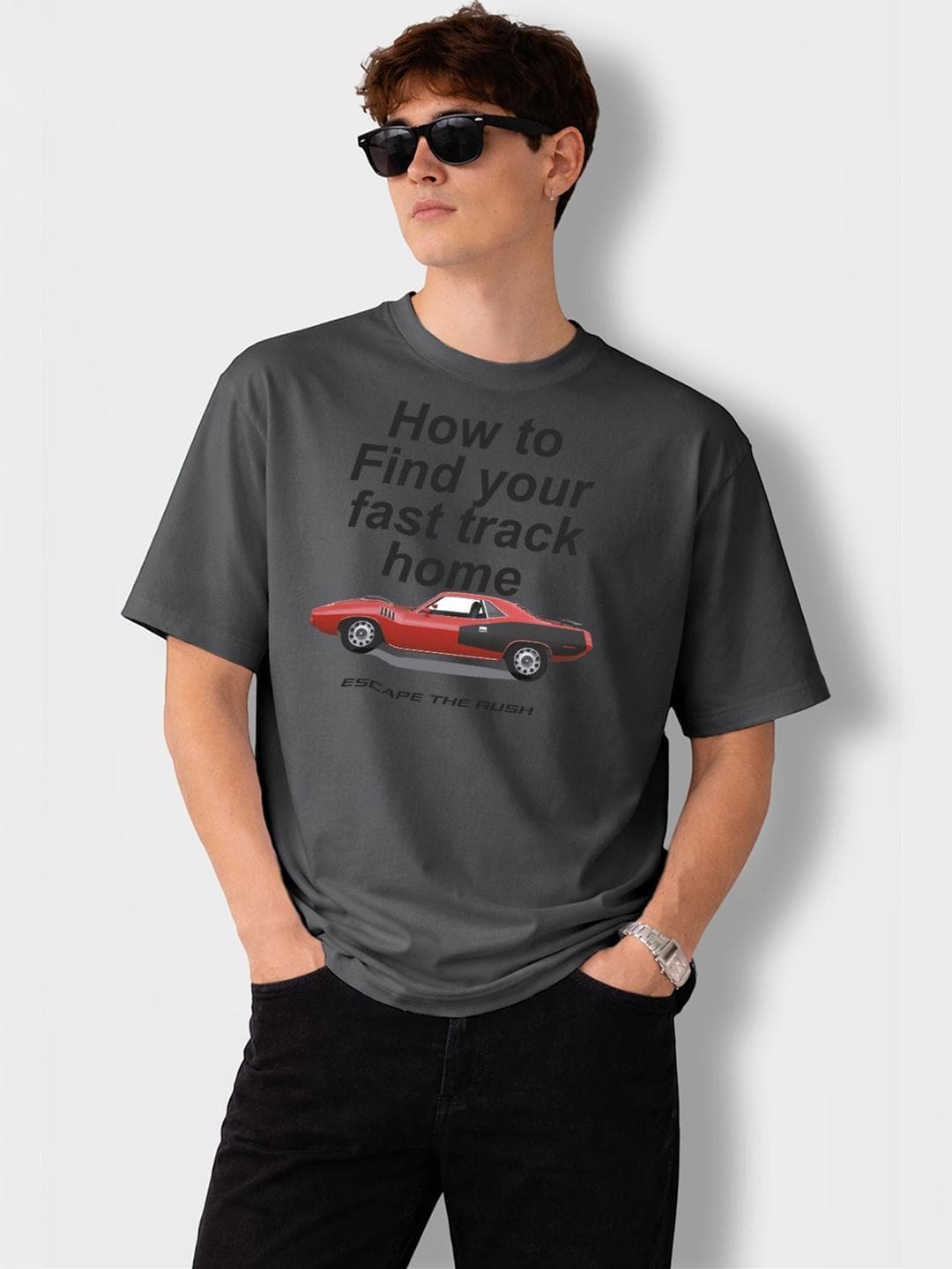 The Roadster Lifestyle Co Printed Cotton Round Neck Oversized Tshirt