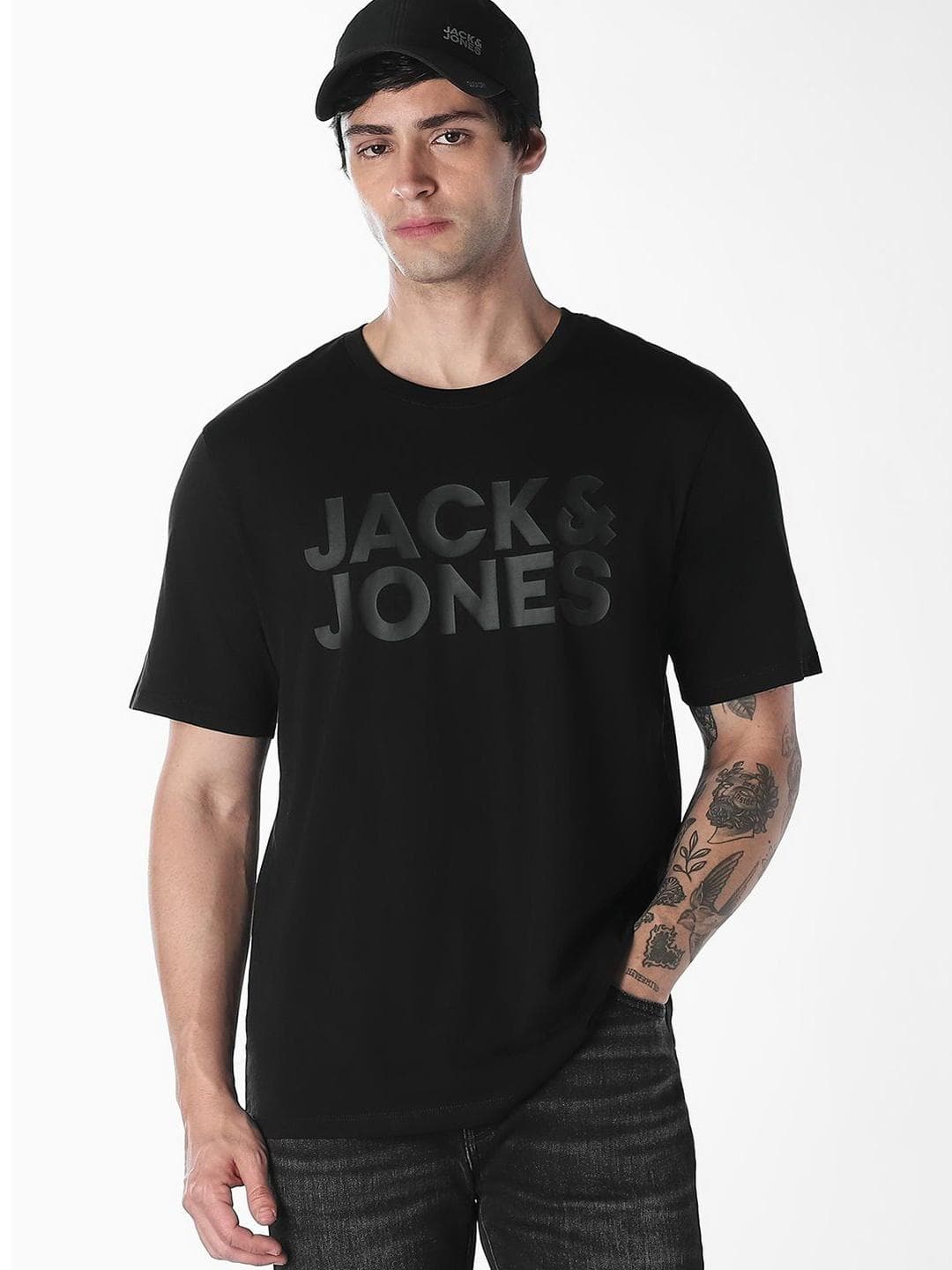 Jack & Jones Men Brand Logo Printed Slim Fit T-shirt