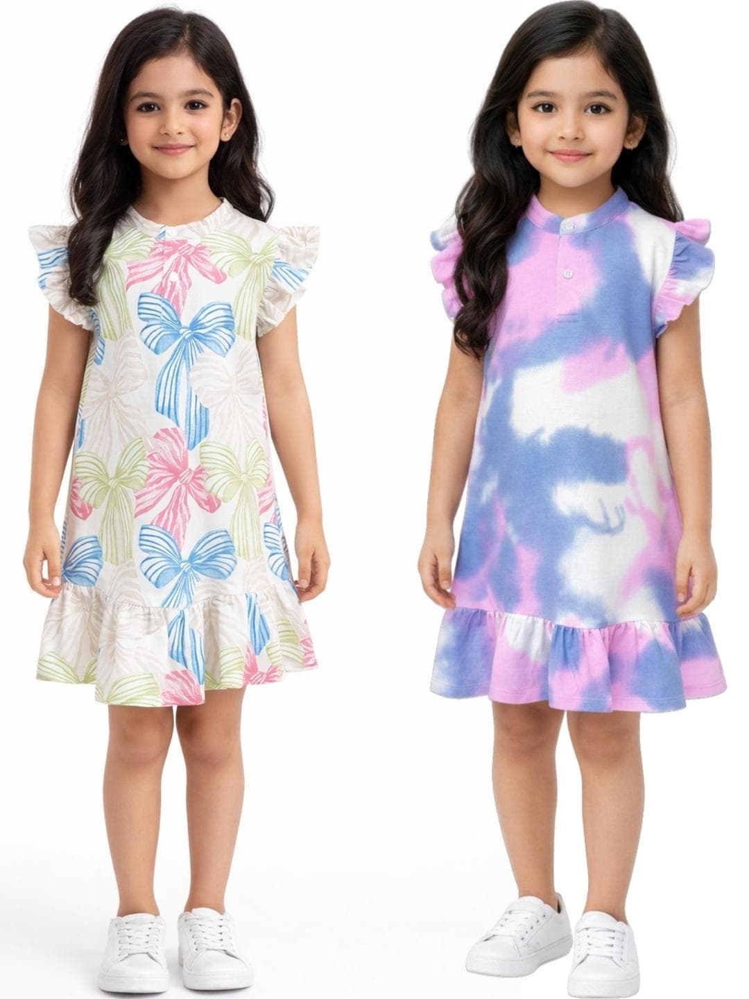 Anthrilo Girls Pack Of 2 Floral Printed A-Line Dress