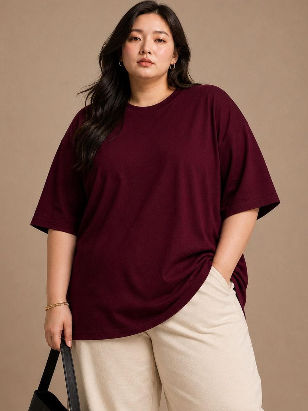 PockMAN Oversized Drop-Shoulder Sleeves Pure Cotton Bio Finish T-shirt