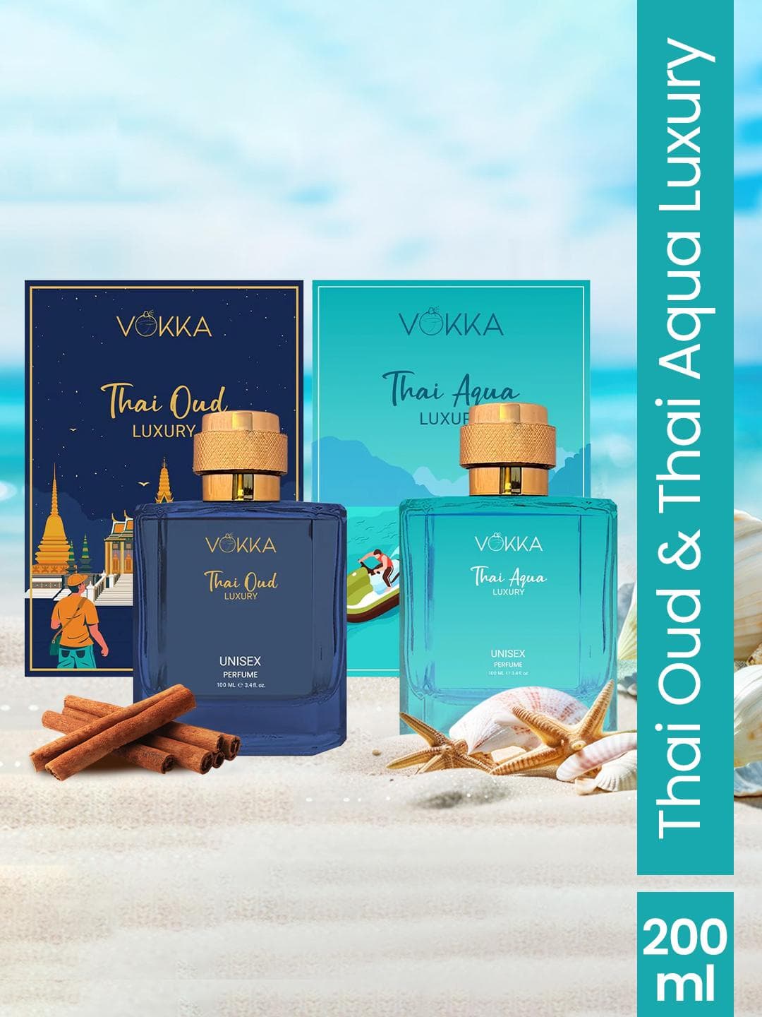 Buy VOKKA Set Of Thai Oud & Thai Aqua Long Lasting Luxury Perfume 100 Ml Each - - Personal Care for Unisex