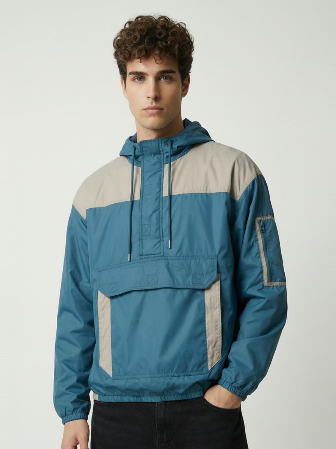 glitchez Colourblocked Hooded Windcheater Bomber Jacket