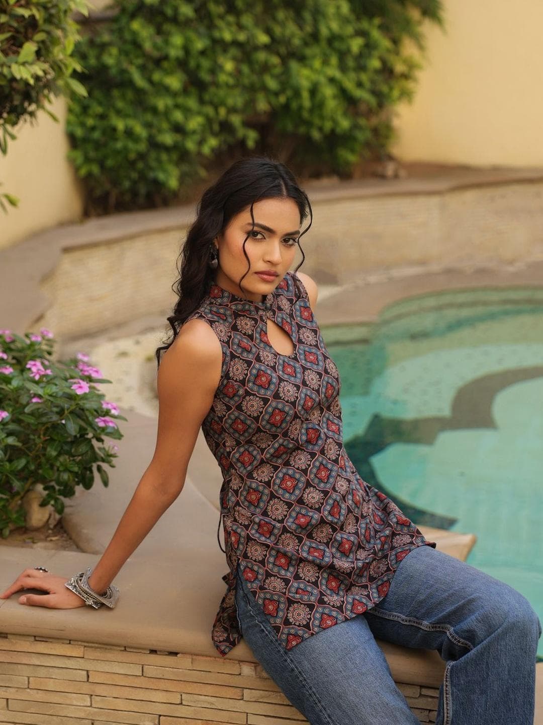 anayna Ethnic Motifs Printed Pure Cotton Kurti