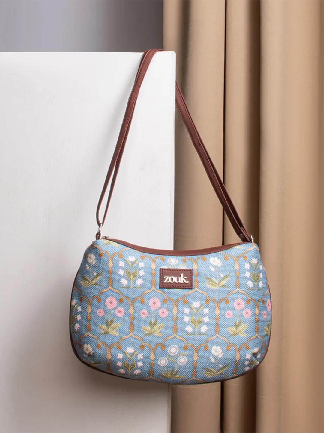 Buy ZOUK Blue Ethnic Motifs Printed Structured Sling Bag - - Accessories for Women