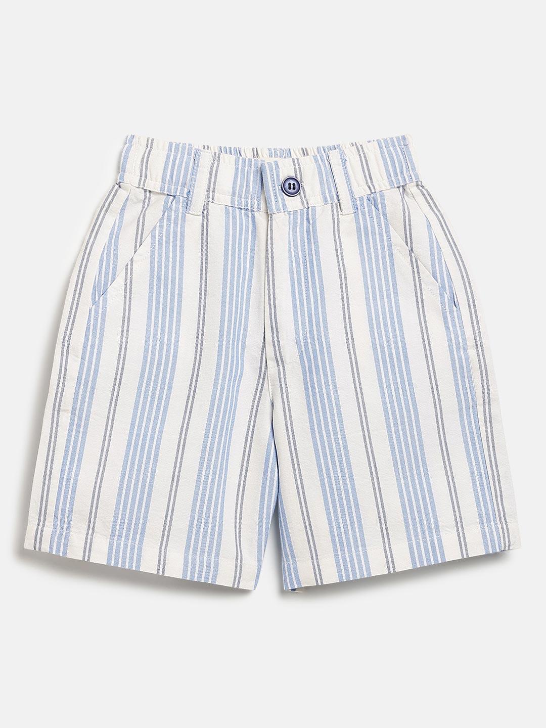 Buy Peach Boys Striped Pure Cotton Long Shorts - - Apparel for Boys