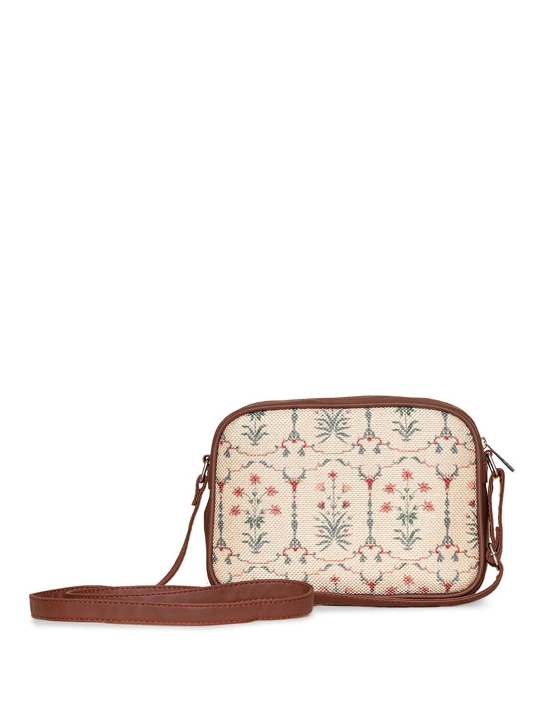 Buy ZOUK White Ethnic Motifs Printed Structured Sling Bag - - Accessories for Women