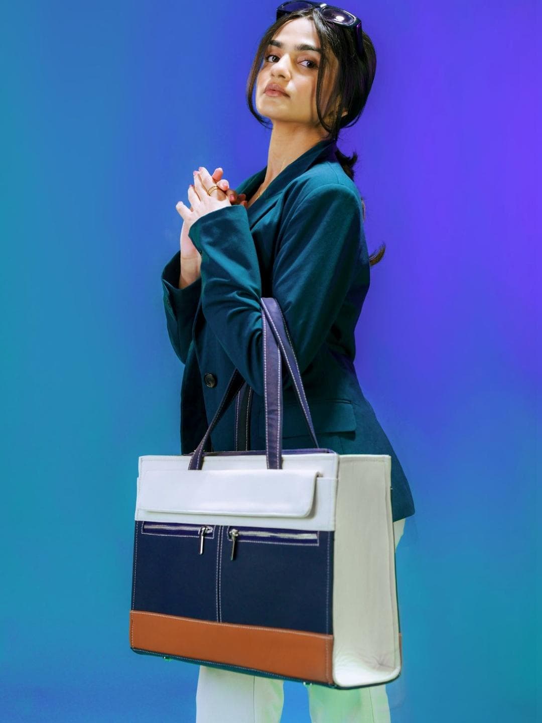 Buy SUKHA Colourblocked PU Oversized Structured Tote Bag - - Accessories for Women