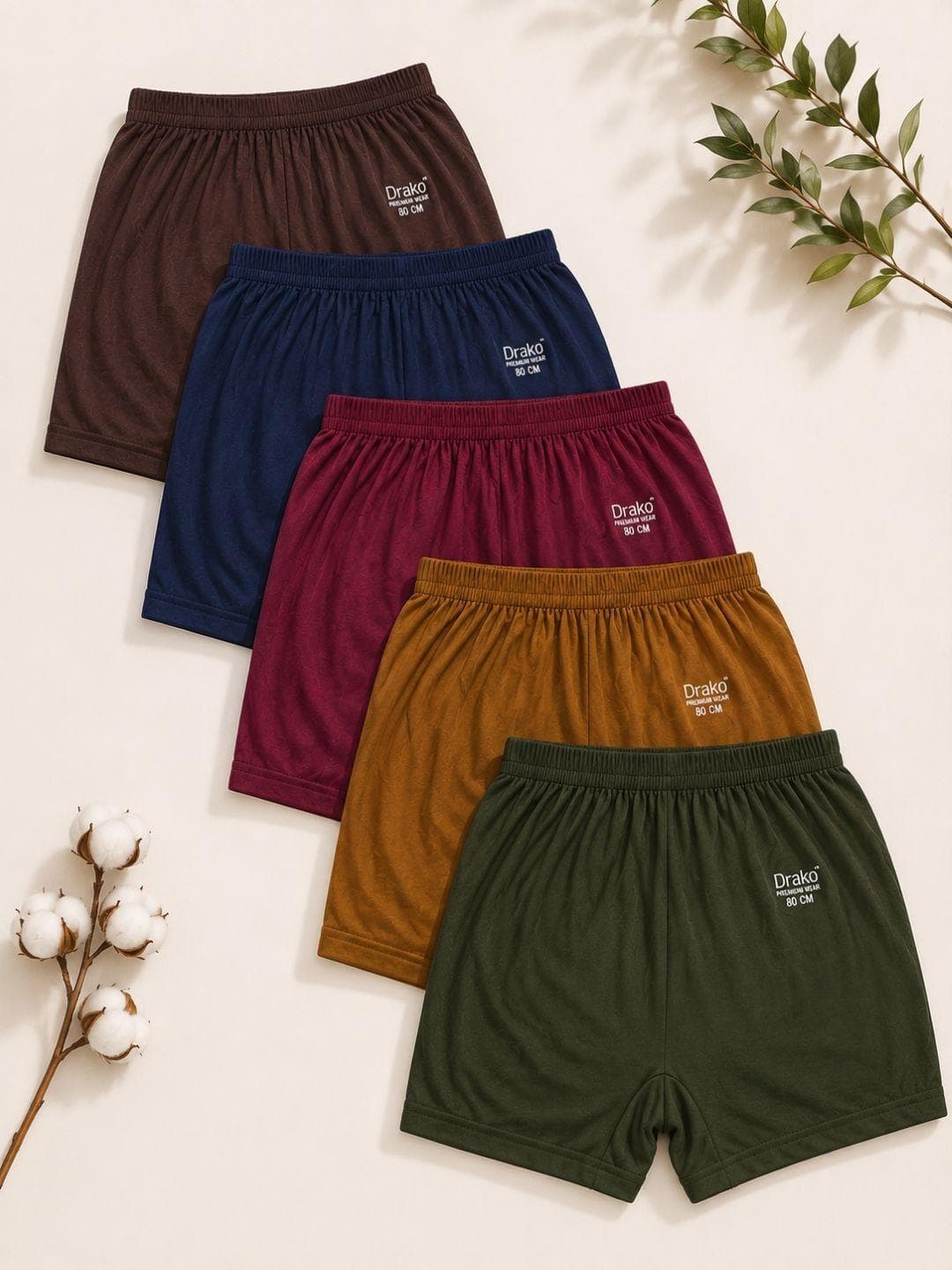 DRAKO Boys Pack Of 5 Mid-Rise Anti Bacterial Cotton Boyshorts Briefs