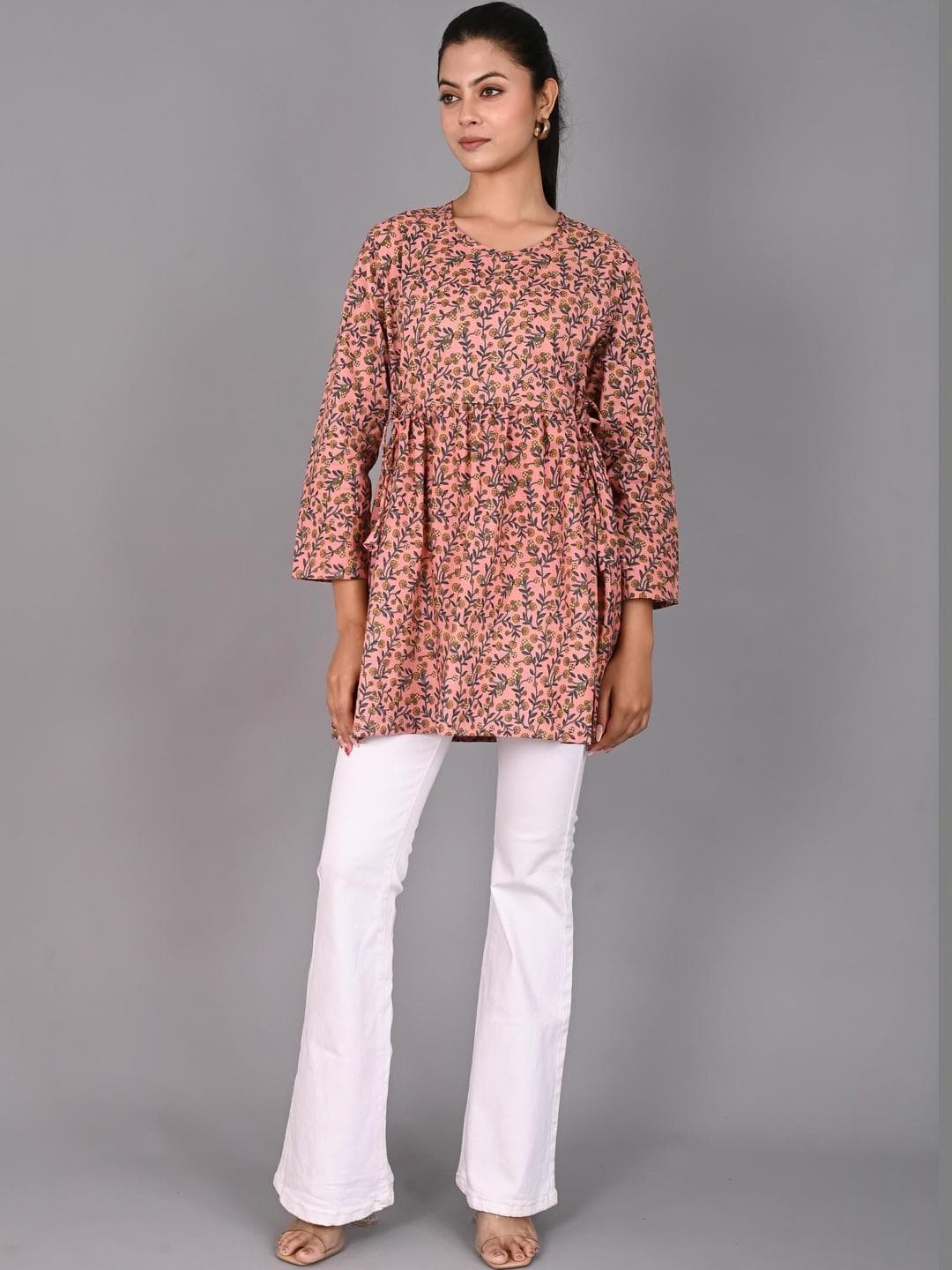 Febue Floral Printed Pure Cotton Empire Kurti